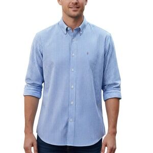 Tommy Hilfiger Button Up XL Blue Gingham Check Long Sleeves Regular Fit Non Iron